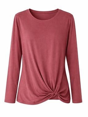 LOFT Outlet Rosewood Crew Neck Long Sleeve Twist Front Detail / Athleisure